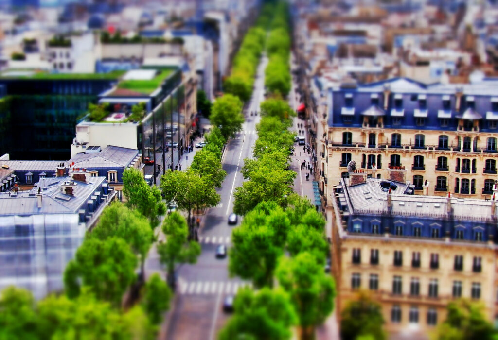 Tilt-shift photography of Paris